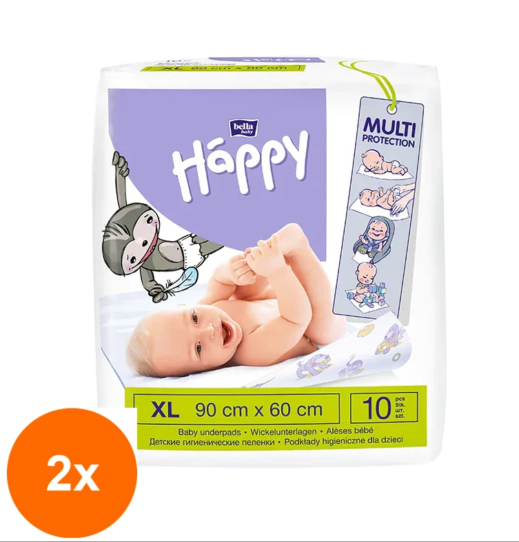 Pachet promo 2 X Protectie pat aleze Happy 60/90 2 x 10buc/pachet