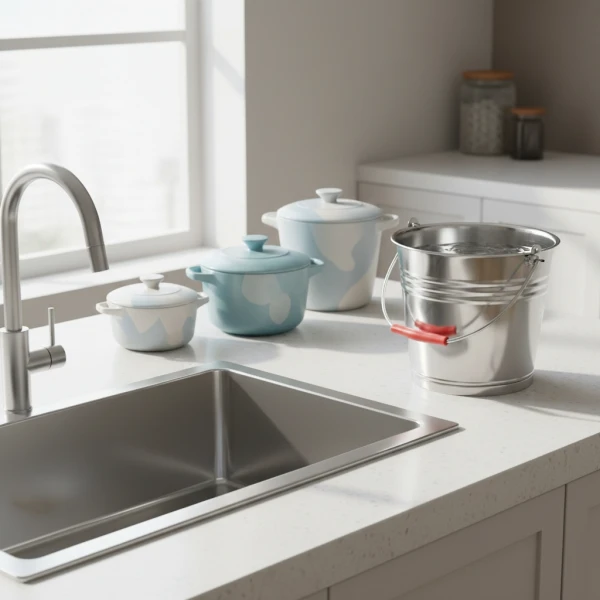 Vase de lut , ceramica , email  si inox