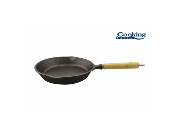 Heinner Tigaie din Fontă Pură 23 × 4 cm cu Mâner din Lemn HR-ZV-010