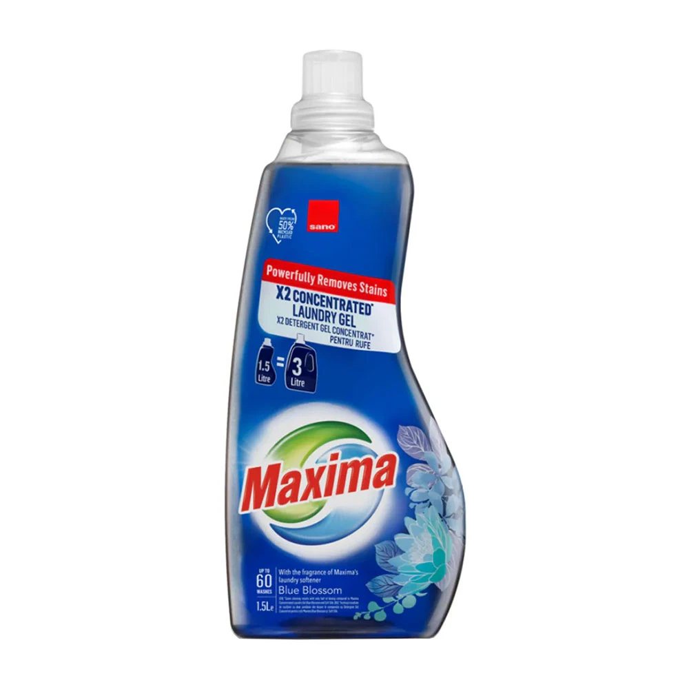 Detergent De Rufe Lichid Gel Sano Maxima Blue Blossom 60 spalari 1.5L