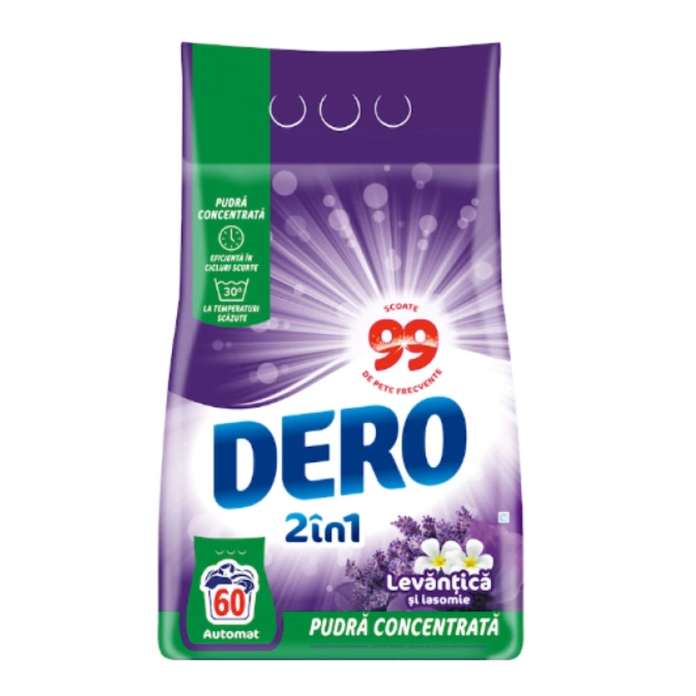 Detergent de rufe automat Dero 2 in 1 Levantica si Iasomie 60 de spalari 4.5kg
