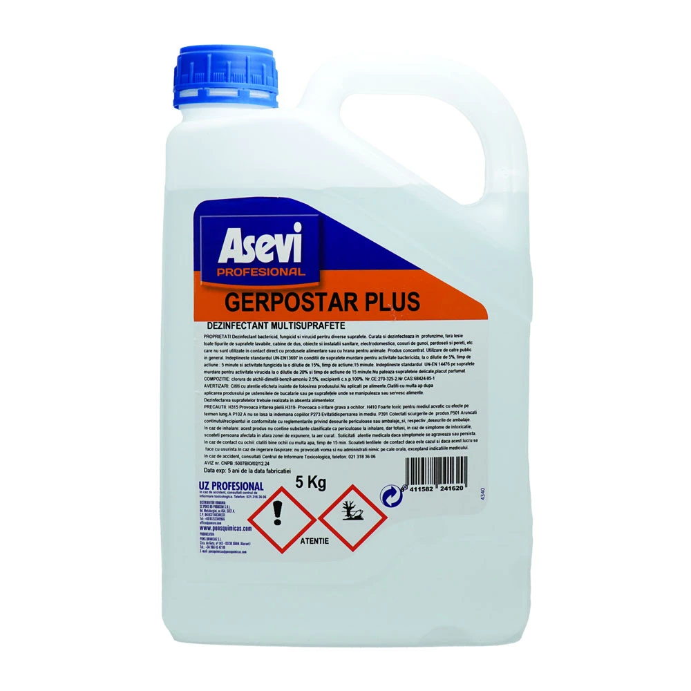 Solutie dezinfectant multisuprafete Asevi Gerpostar Plus 5L