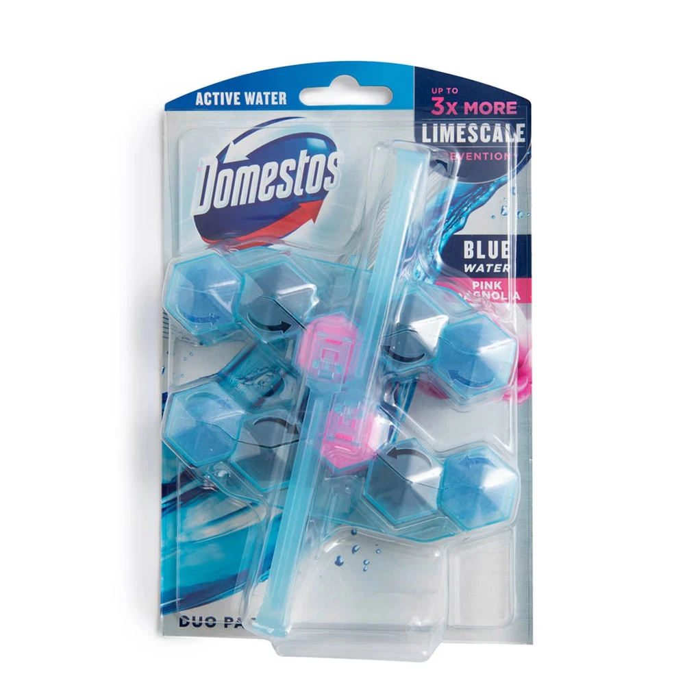 Odorizant WC Bile Domestos Blue Water Pink Magnolia 2x53g