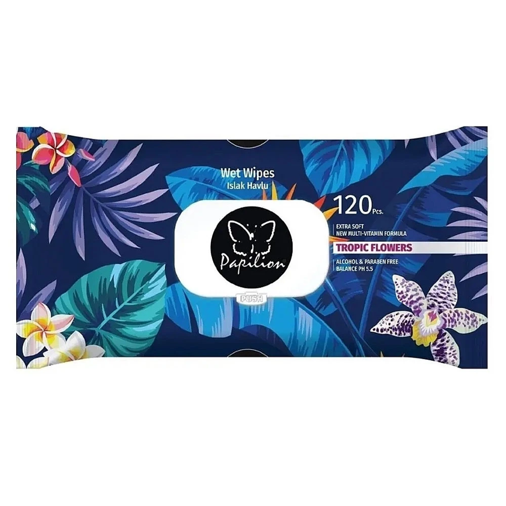 Servetele Umede cu Capac Papilion Tropical Flowers 120buc