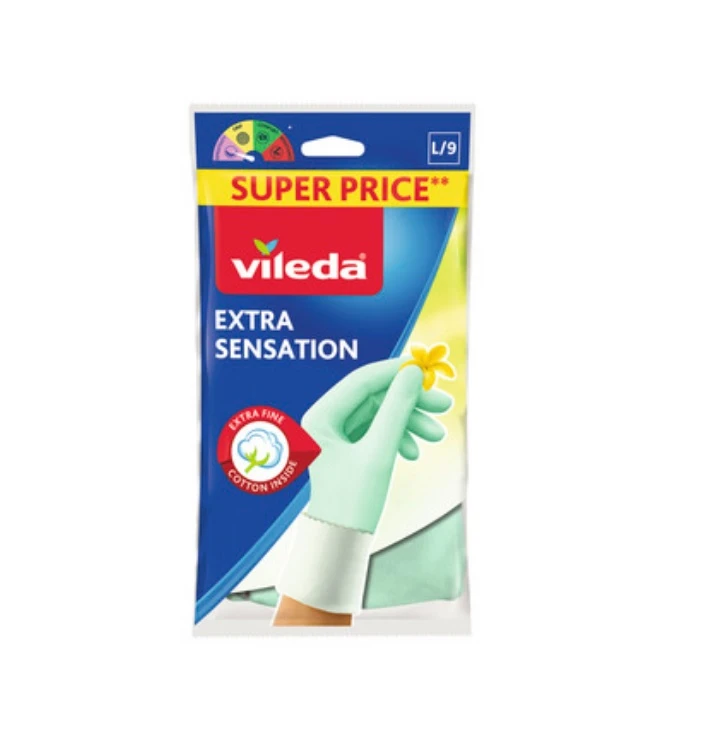 Mănuși pentru menaj Vileda Extra Sensation din latex mărimea L