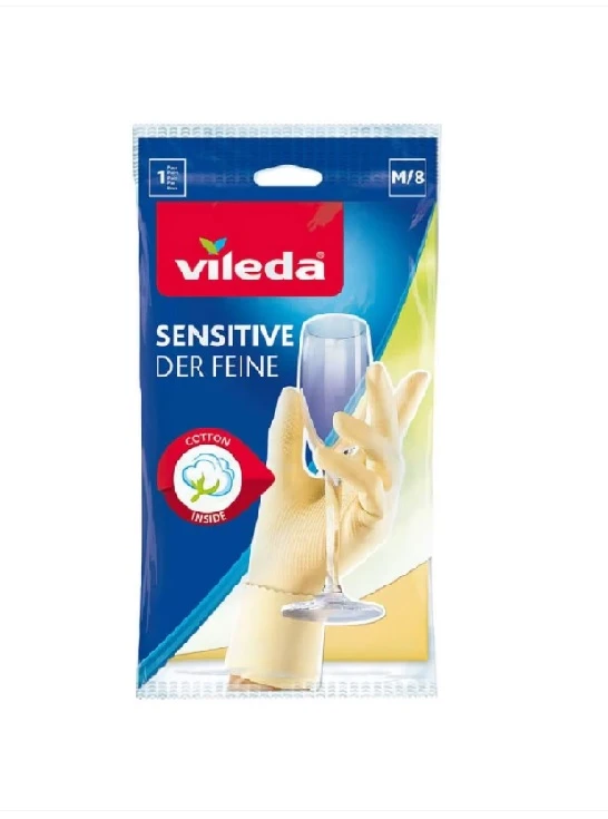 Mănuși pentru menaj Vileda Sensitive Soft Touch din latex mărimea M