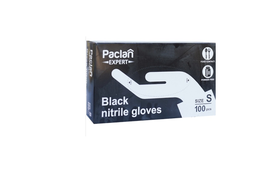 Mănuși Nitril Paclan Expert Mărimea S Negre 100 Buc