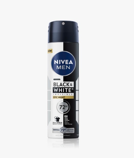 Nivea Men Antiperspirant Deodorant Spray Invisible Black & White Epic Night 150 ml