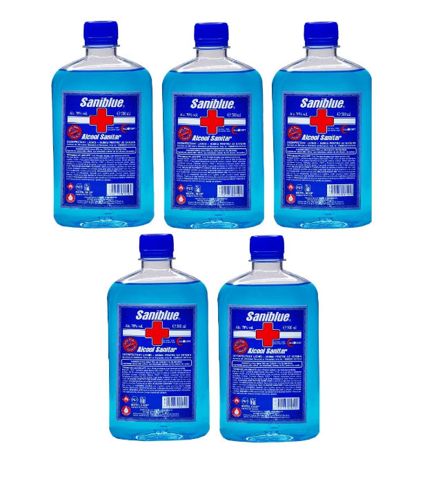 Pachet promo 5 X Alcool Sanitar Spirt uz extern Saniblue 70% 5x500ml