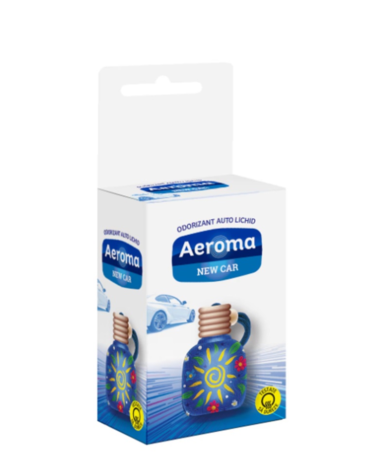 Odorizant auto, Aeroma Sticluta Color Albastru, New Car 6ml