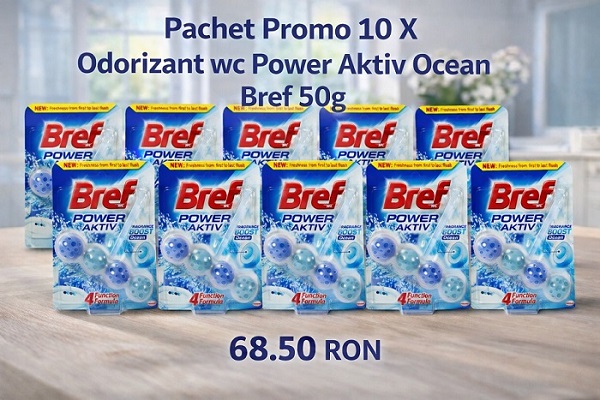 Pachet Promo 10 X Odorizant wc Power Aktiv Ocean Bref 50g
