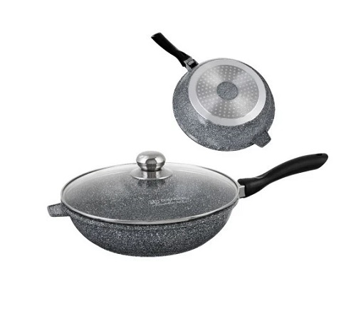 Tigaie aluminiu granit cu capac sticla Edenberg 28cm eb-8022