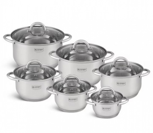 Set12 Piese Semioale cu Capace Inox 14/16/18/20/22/24cm Edenberg EB3999 EB4000 