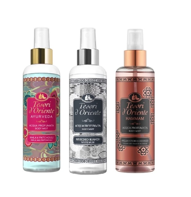 Pachet promo 3 X Lotiune de corp bodymist Tesori D'Oriente Hammam, Muschio Bianco si Ayurveda 200ml