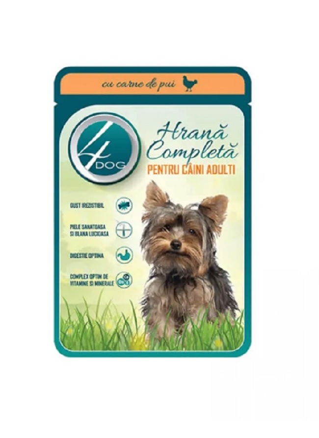 Hrana umeda pentru caini 4Dog cu pui 100g