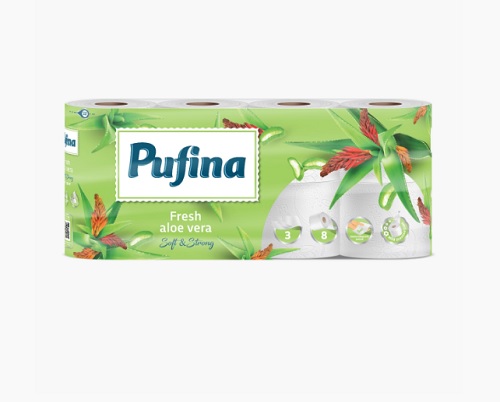 Hartie igienică Pufina Fresh Aloe Vera 3 straturi 8 role