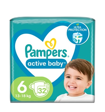 Scutece Pampers Active Baby Nr.6 13-18Kg 32 bucati