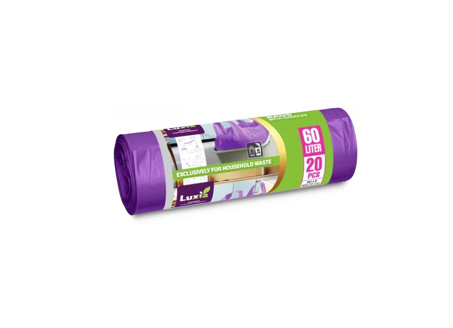 LUXIA SACI MENAJ STRONG MOV 60L CU MANER 20BUC 