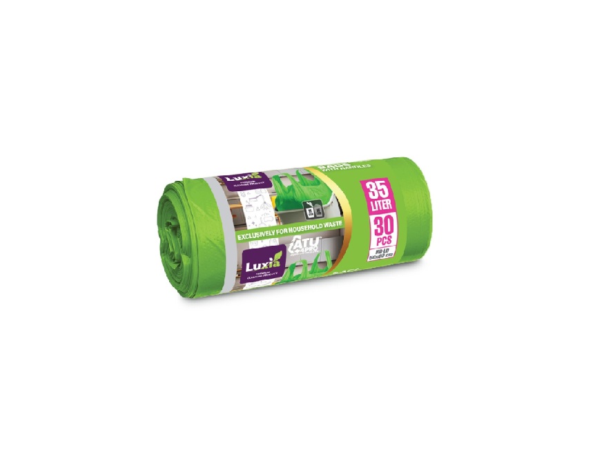 LUXIA SACI MENAJ STRONG VERDE 35L CU MANER 30BUC 