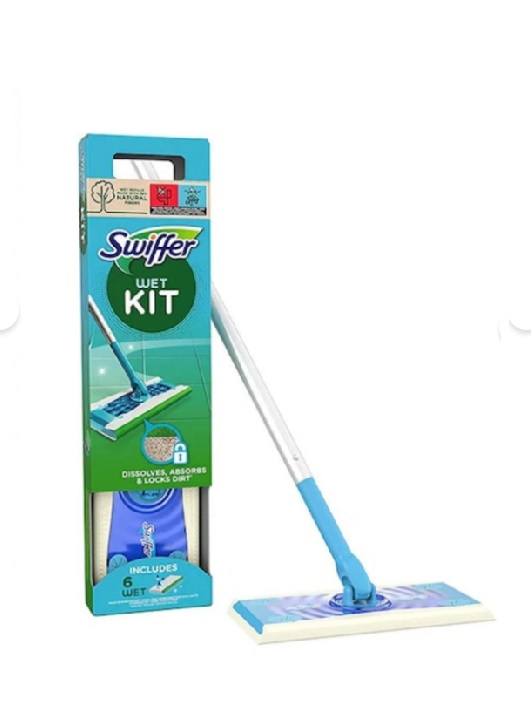 Kit mop Swiffer Blue cu 6 lavete umede pardoseli