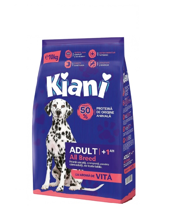 Hrana uscata pentru caini Kiani 10 kg cu aroma de vita