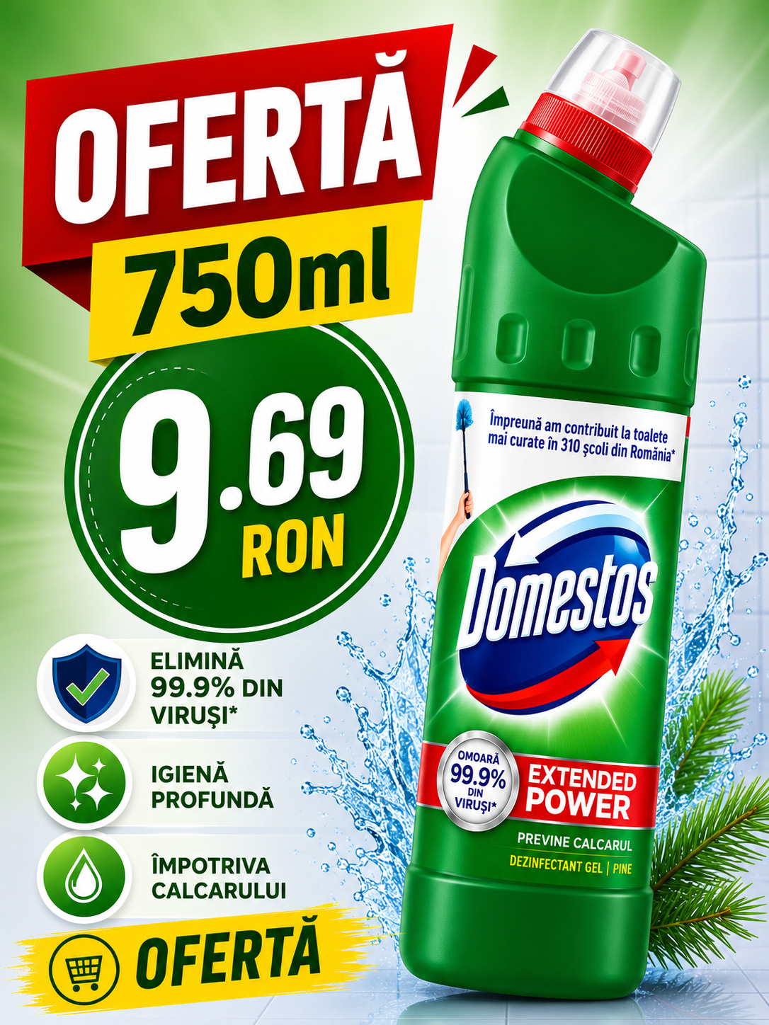 Solutie Domestos Dezinfectant Pin 750ml