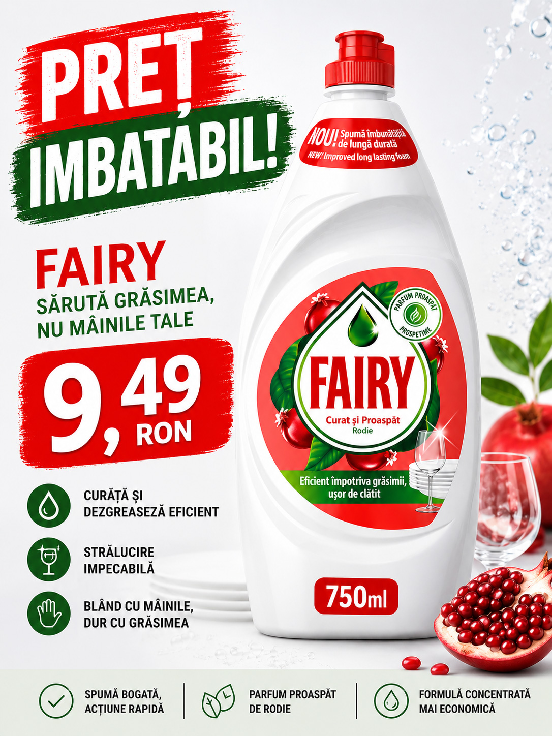 Detergent De Vase Fairy Pomegranate&Red Orange 750ml