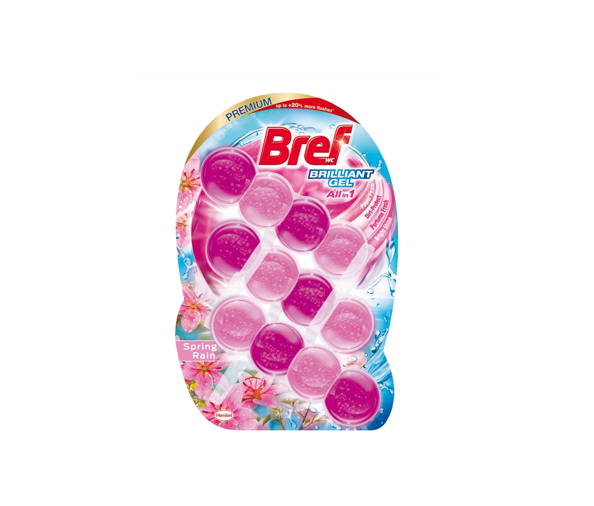 BREF ODORIZANT WC BILE GEL BRILLIANT 3X42G SPRING RAIN 