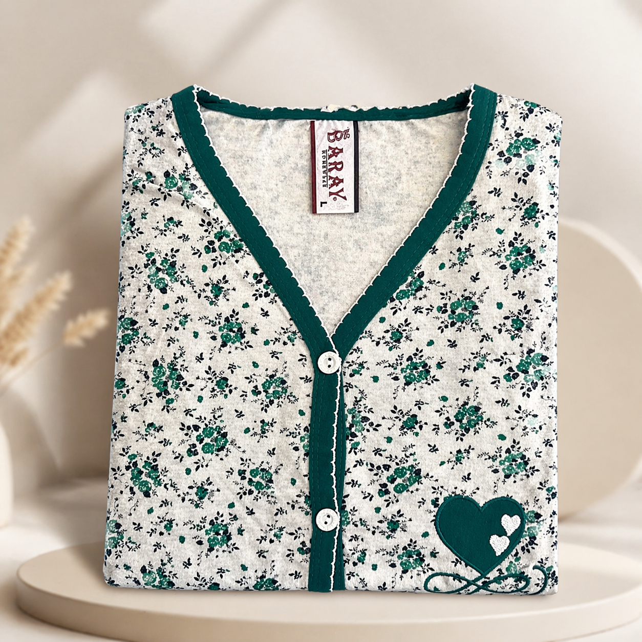 Pijama damă cu imprimeu floral și nasturi – confort zilnic Marimea M