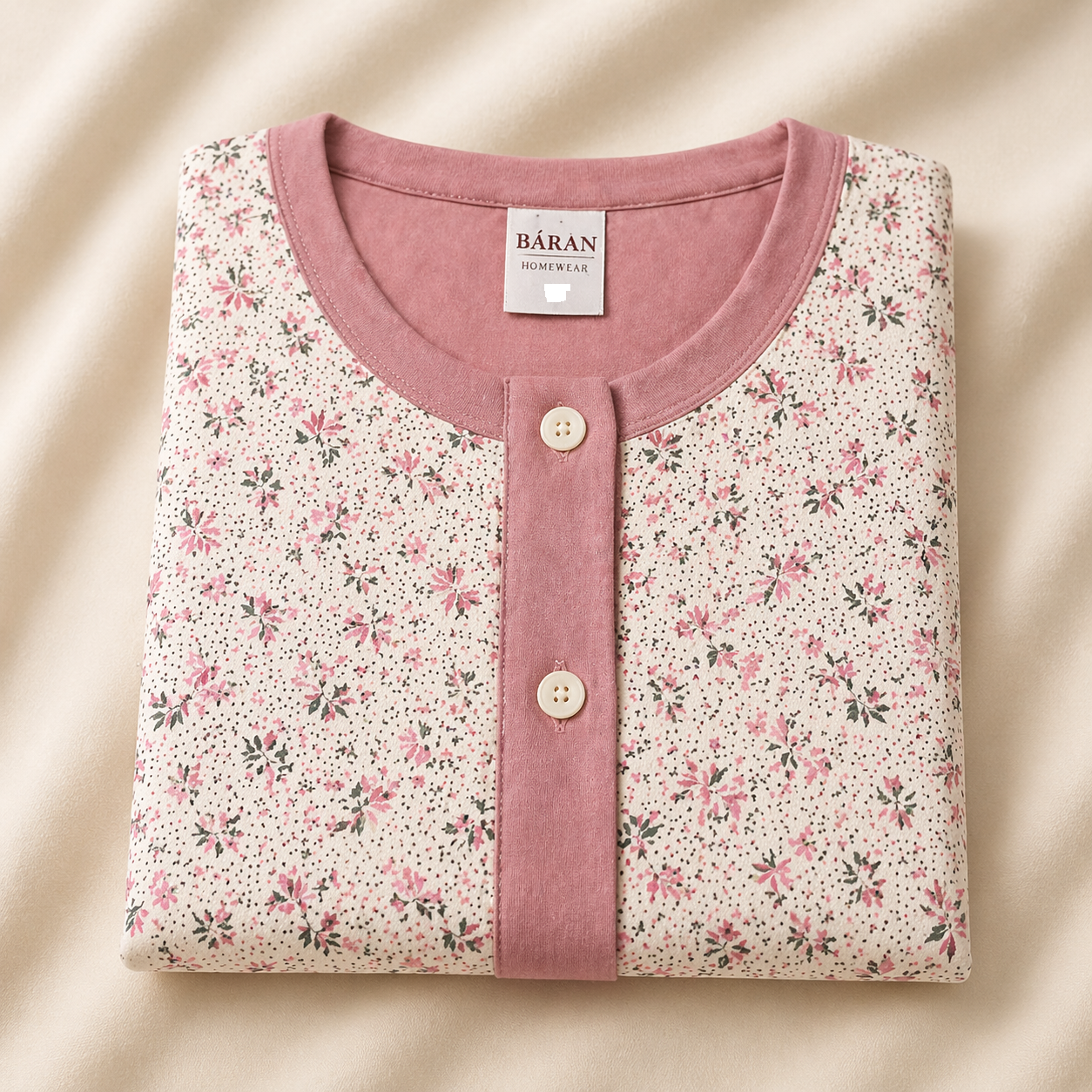 Pijama damă cu imprimeu floral și nasturi -confort zilnic Marimea XXL