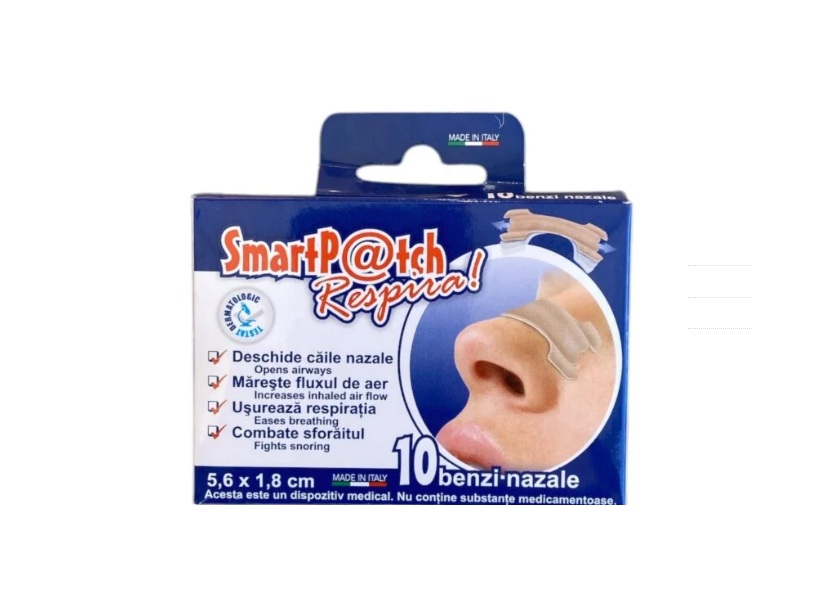 SMARTPATCH PLASTURI BENZI NAZALE RESPIRA 10 BUC 