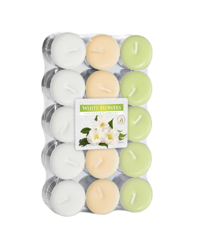 Lumanari Pastile Bispol White Flowers 30 Buc P30-179