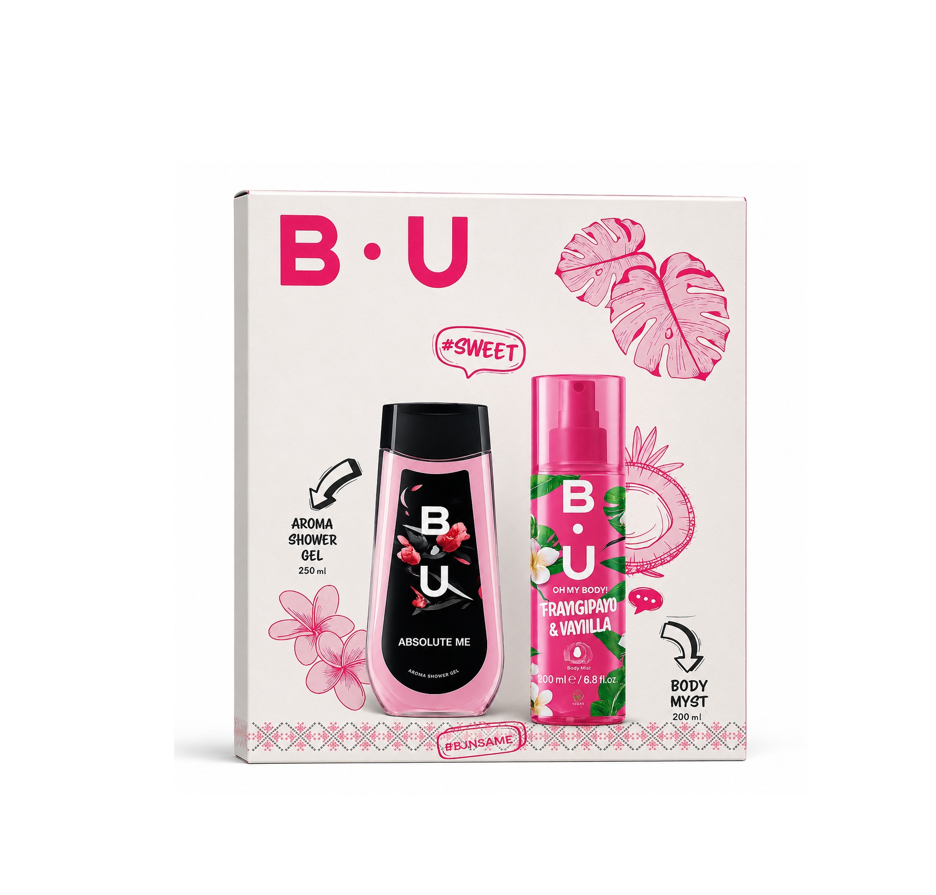 Caseta cadou BU Frangipani & Vanilla SG 250 ML+BODY MIST 200ML