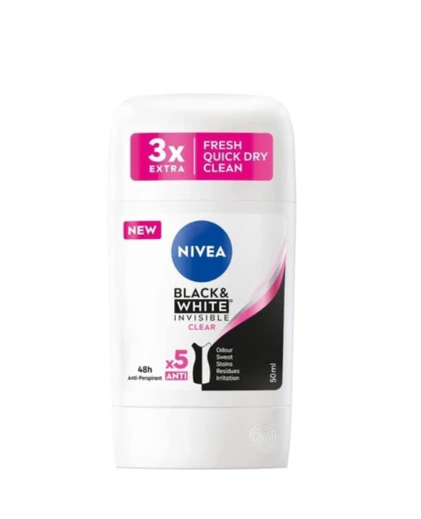Antiperspirant Stick Nivea Invisible Black White Clear 50ml