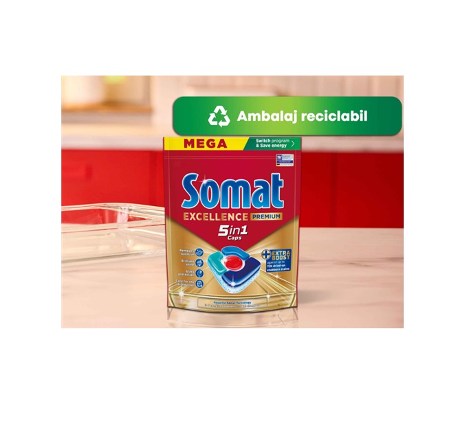 SOMAT DETERGENT CAPSULE MASINA VASE 5IN1 EXCELLENCE PREMIUM 33BUC 