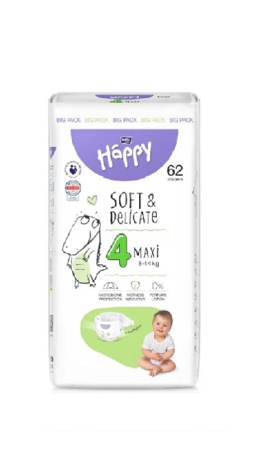 Scutece Maxi Plus Happy Nr4+ Big Pack 9-15kg 56buc 