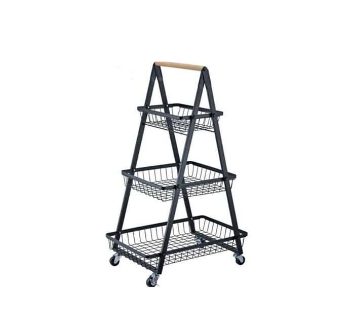 Etajera Cu Role 3 Rafturi Fier + Lemn A-15761 Wei