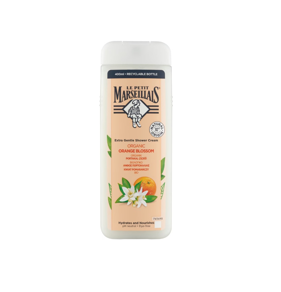 Gel de dus Le Petit Marseillais Extra Doux, 650ml, Flori de portocal 