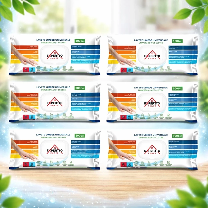 Pachet promo 6 X Lavete umede universale cu Bicarbonat si Otet, 100 buc, Expertto Forte
