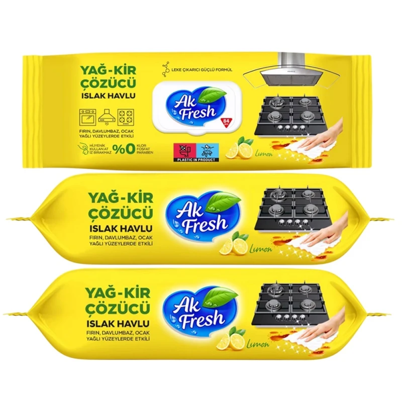 Pachet 3 x AK Fresh Servetele umede cu lamaie pentru suprafete de inox 3x84 buc