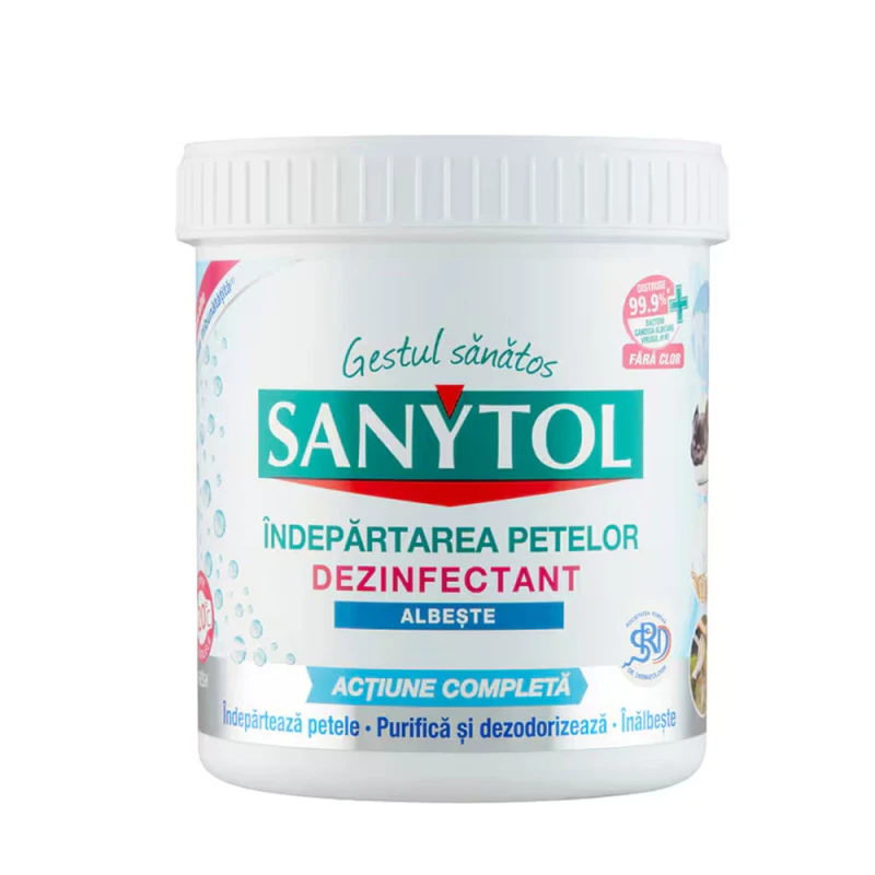 Dezinfectant Pudra Indepartarea Petelor Rufe Albe Sanytol 450g