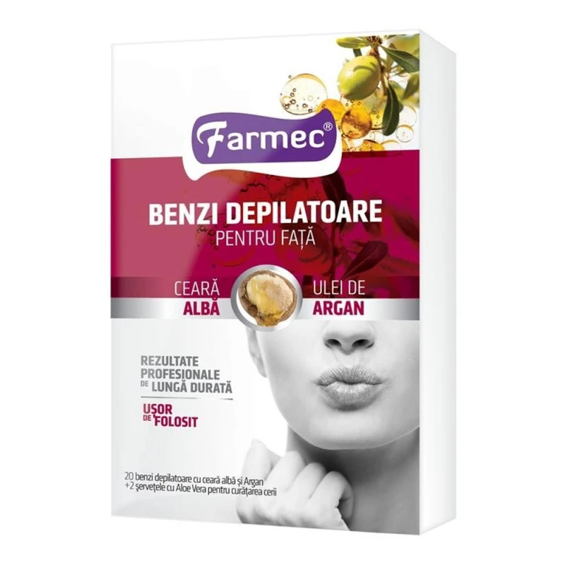 Benzi Depilatoare Fata Farmec Argan 2serv Aloe Vera 20buc