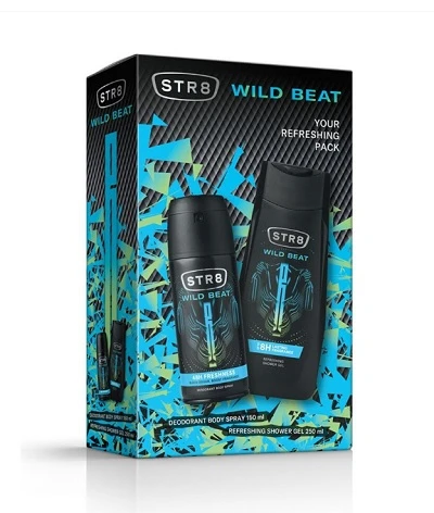 Set cadou STR8 Wild Beat deodorant spray 150ml gel de dus 250ml