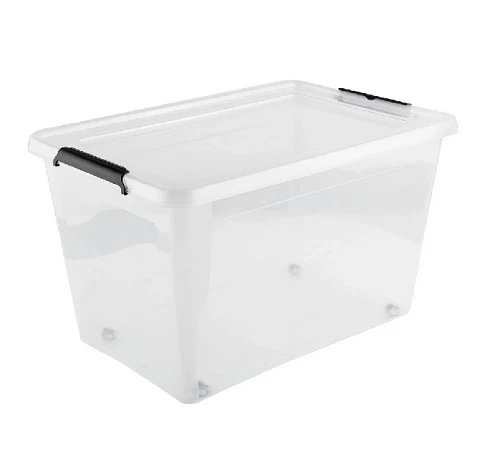 Cutie inalta de plastic depozitare Sterk cu capac, manere si roti 27L