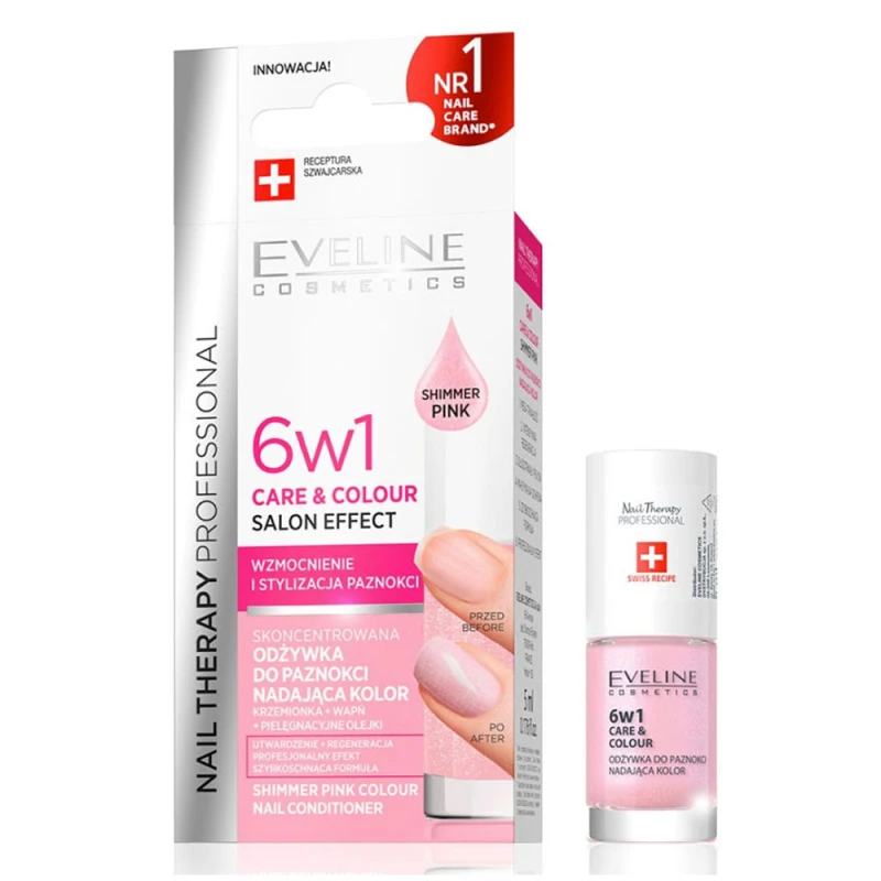 Nail Therapy Eveline 6in1 Shimmer Pink
