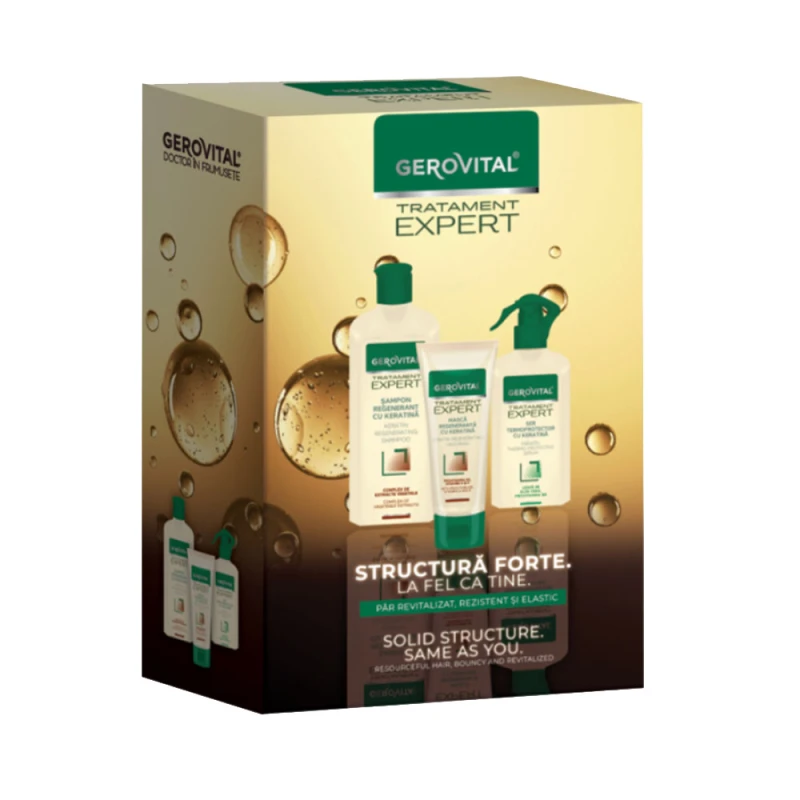 Caseta Cadou Gerovital Sampon 250ml Masca 150ml Ser 150ml