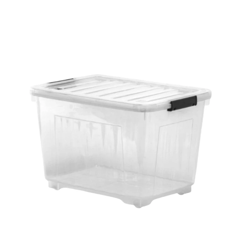 Cutie inalta de plastic depozitare Sterk Tidy cu capac, manere si roti 44L
