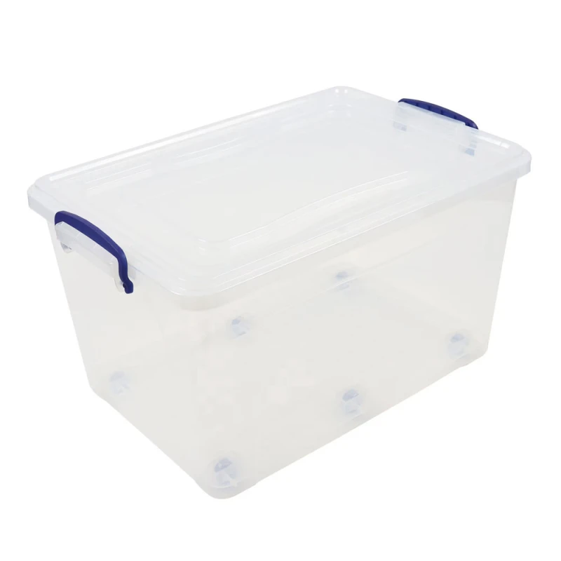 Cutie inalta de plastic depozitare Sterk Tidy cu capac, manere si roti 72L